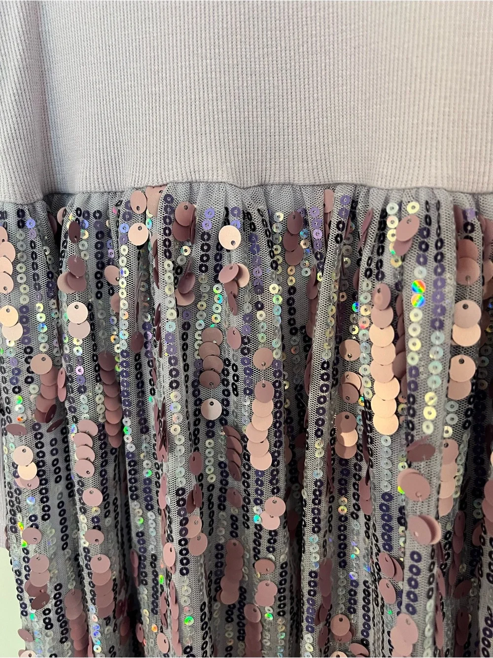 H&M Lavender Long-Sleeve Dress with Sequin Skirt